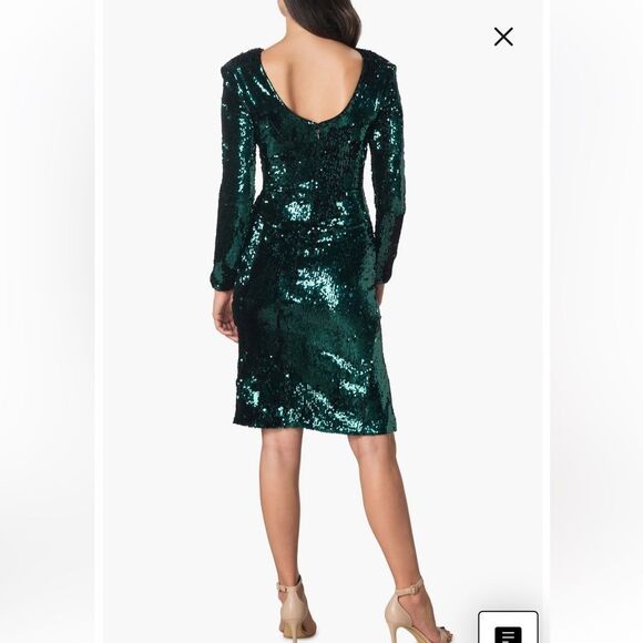 Dress The Population Natalie dress in emerald green sequins holiday cocktails XS - Picture 2 of 15